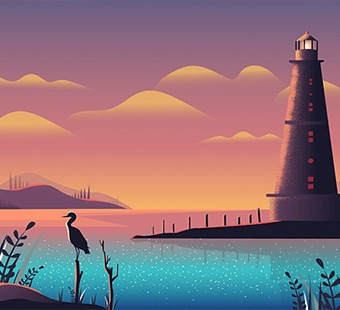 Lighthouse Coastal Illustration