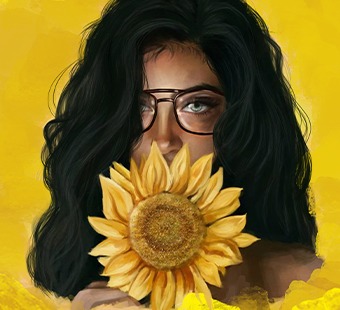 Sunflower Portrait Illustration