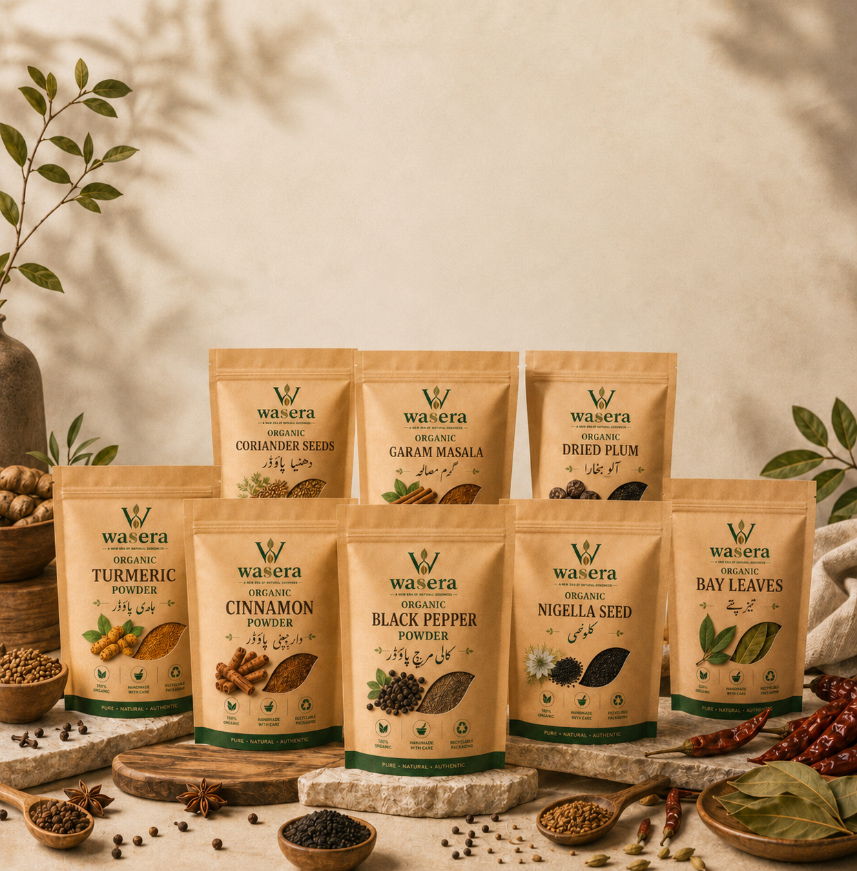 Wasera Organic Spices Packaging